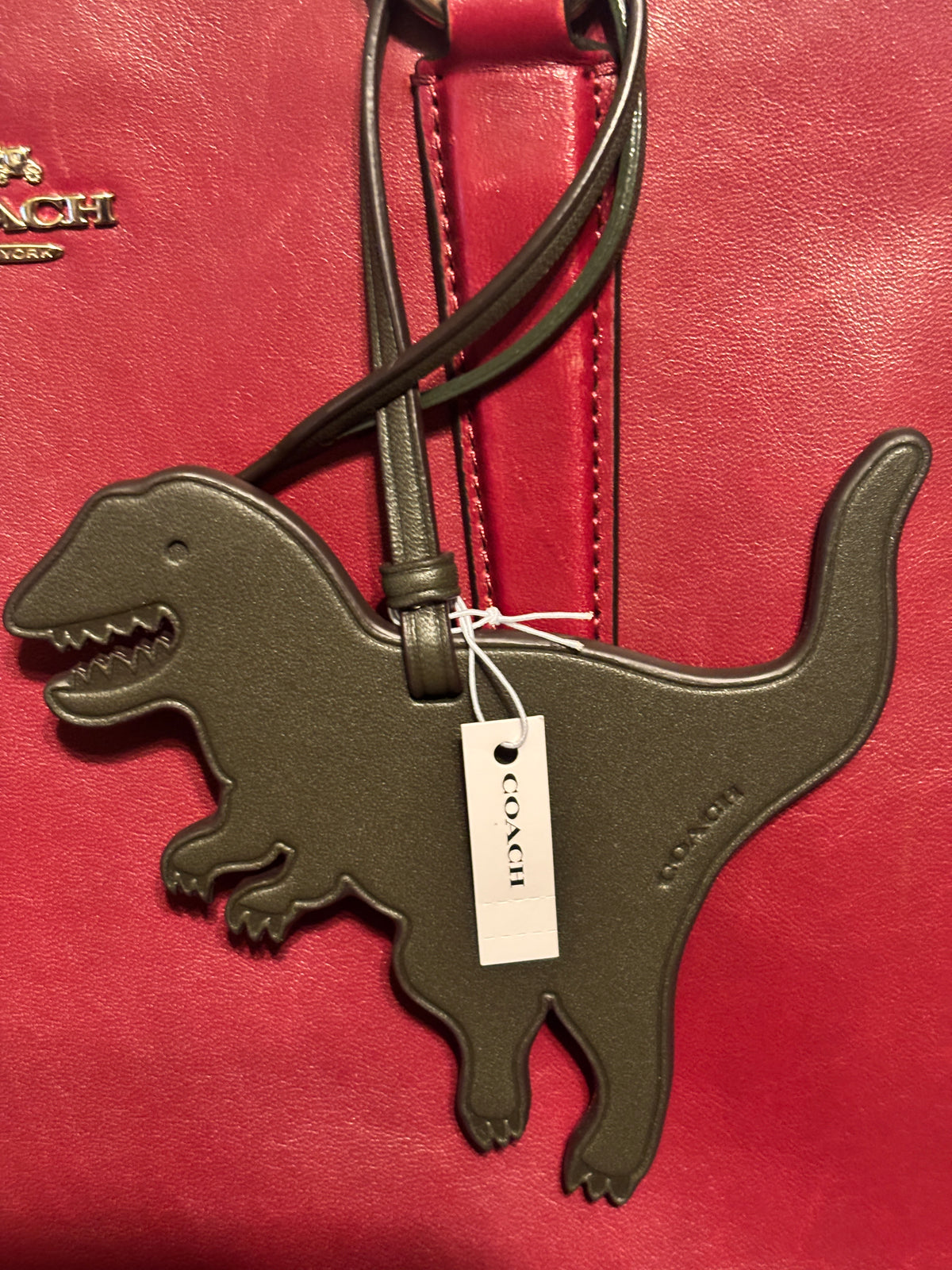 🦖 Coach T-Rex Dinosaur Leather Bag Charm | Black or Navy Blue NWT ✨