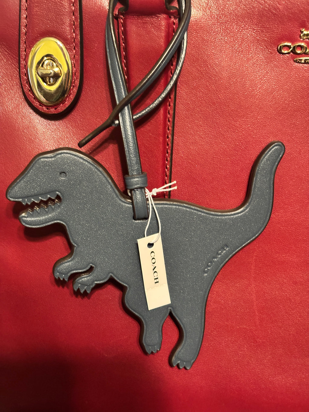🦖 Coach T-Rex Dinosaur Leather Bag Charm | Black or Navy Blue NWT ✨