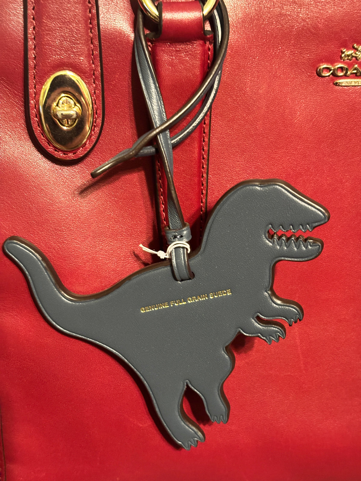 🦖 Coach T-Rex Dinosaur Leather Bag Charm | Black or Navy Blue NWT ✨