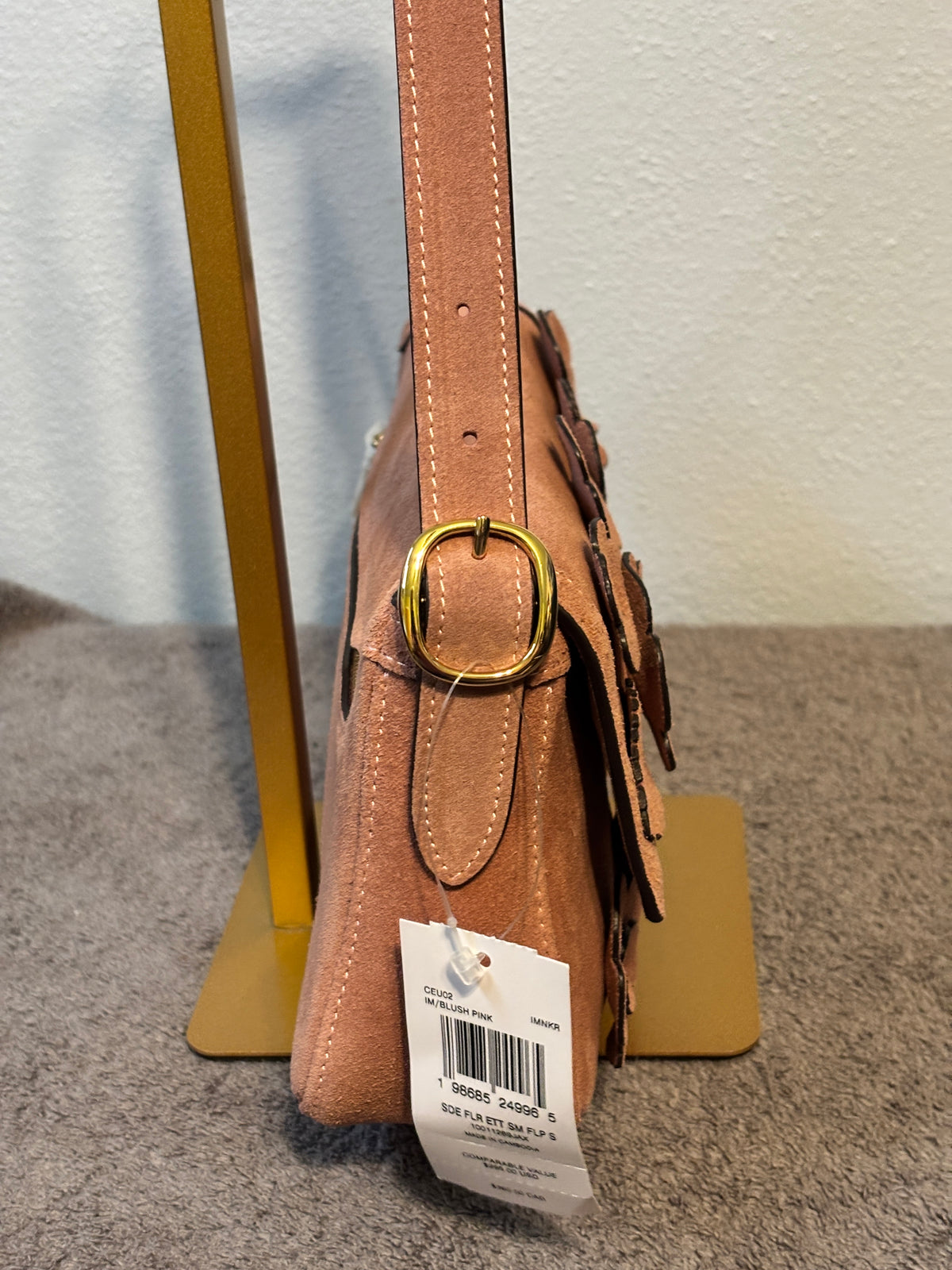 🌸 Coach Etta Small Flap Blush Pink Suede Tea Rose Bag CEU02 NWT