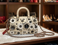 Coach Double Dinky Tea Rose Appliqué Bag – Rare Studded Floral Crossbody