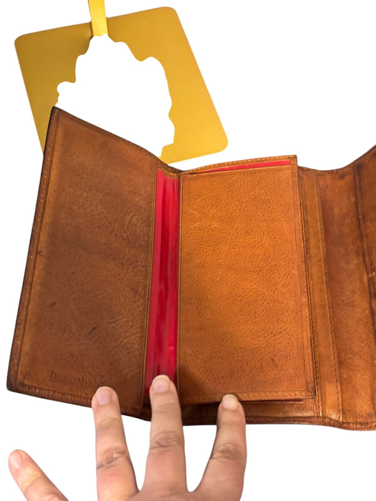 DOONEY & BOURKE WALLET BROWN FLORENTINE VACHETTA WITH CHECKBOOK COVER