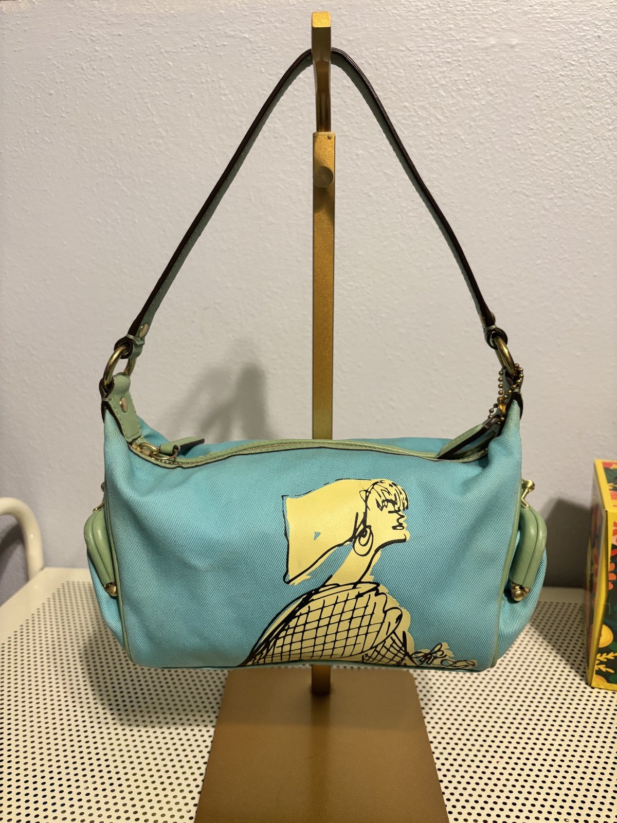 COACH BLUE AND MINT BONNIE CASHIN DOUBLE KISS LOCK-RARE HTF!