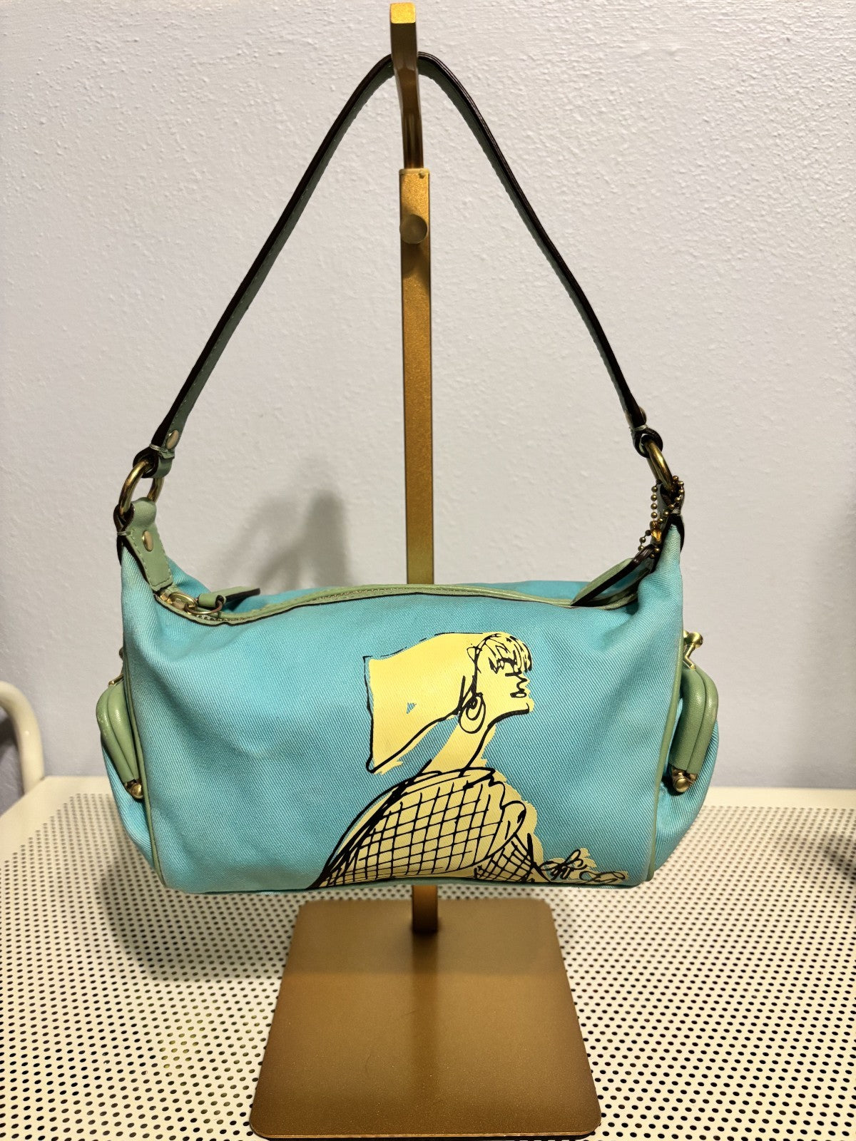 COACH BLUE AND MINT BONNIE CASHIN DOUBLE KISS LOCK-RARE HTF!