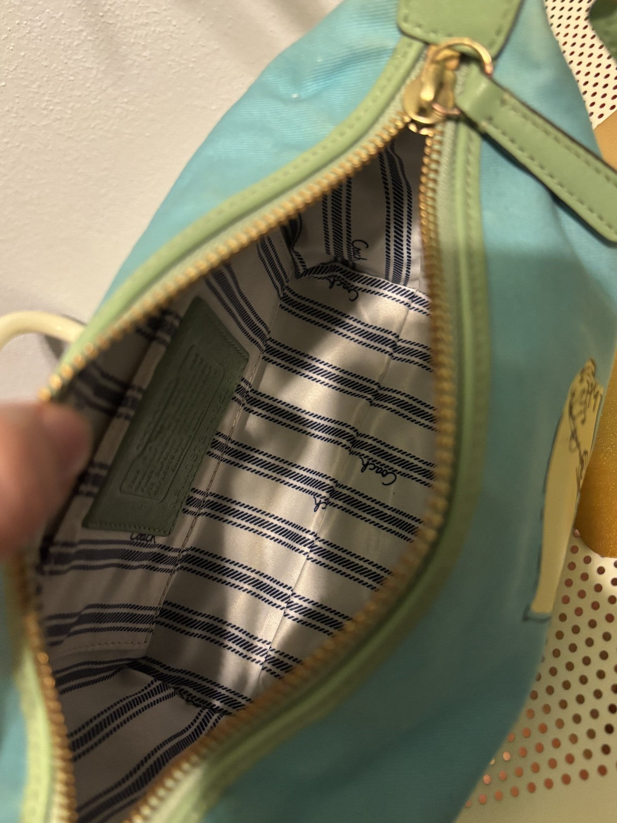 COACH BLUE AND MINT BONNIE CASHIN DOUBLE KISS LOCK-RARE HTF!