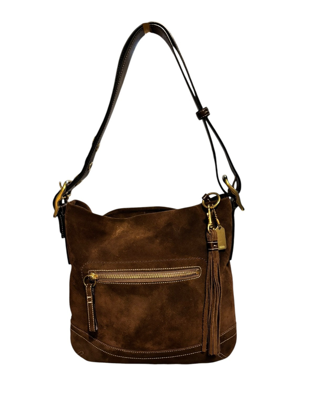 COACH VINTAGE BROWN SUEDE SLIM BUCKET 2004