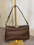 COACH BROWN PEBBLE TOP LOCK WRISTLET