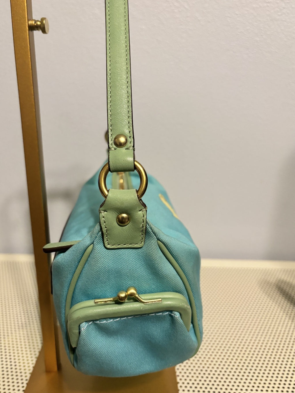 COACH BLUE AND MINT BONNIE CASHIN DOUBLE KISS LOCK-RARE HTF!