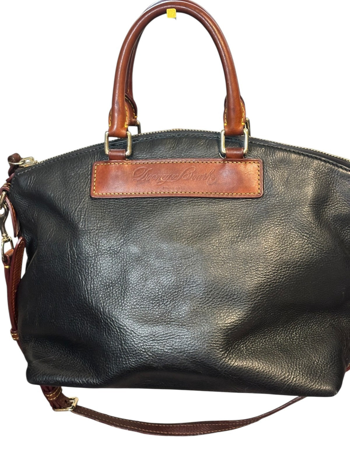 Dooney & Bourke Florentine Vachetta Leather Satchel – Black & Tan – Top Handle