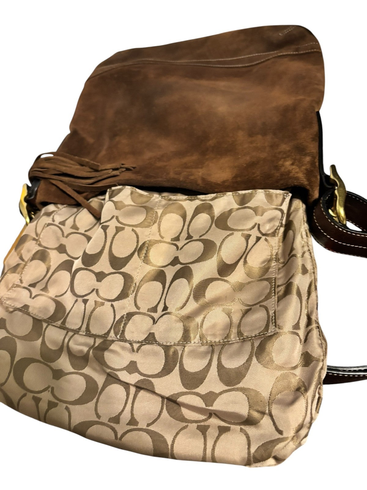 COACH VINTAGE BROWN SUEDE SLIM BUCKET 2004