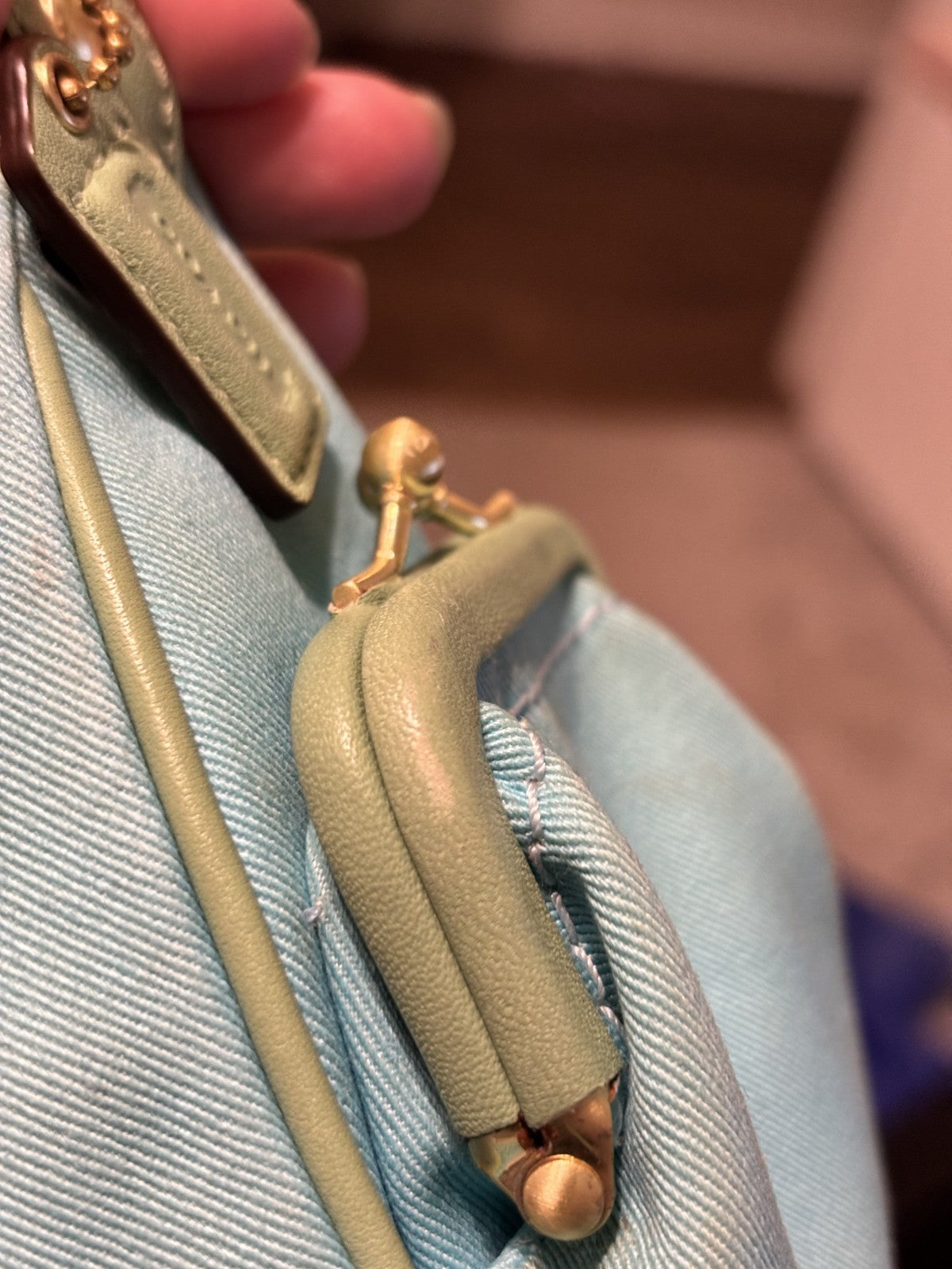 COACH BLUE AND MINT BONNIE CASHIN DOUBLE KISS LOCK-RARE HTF!