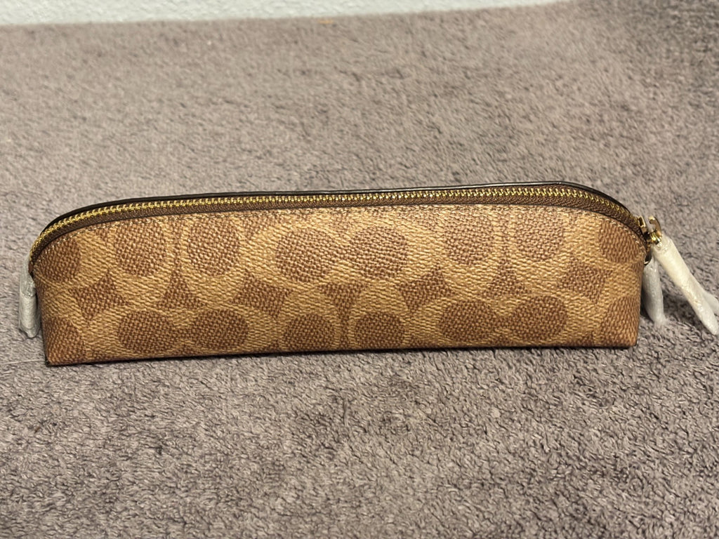 Coach Pencil Case NWT Choose Black, White, Tan Signature or Cherry Print