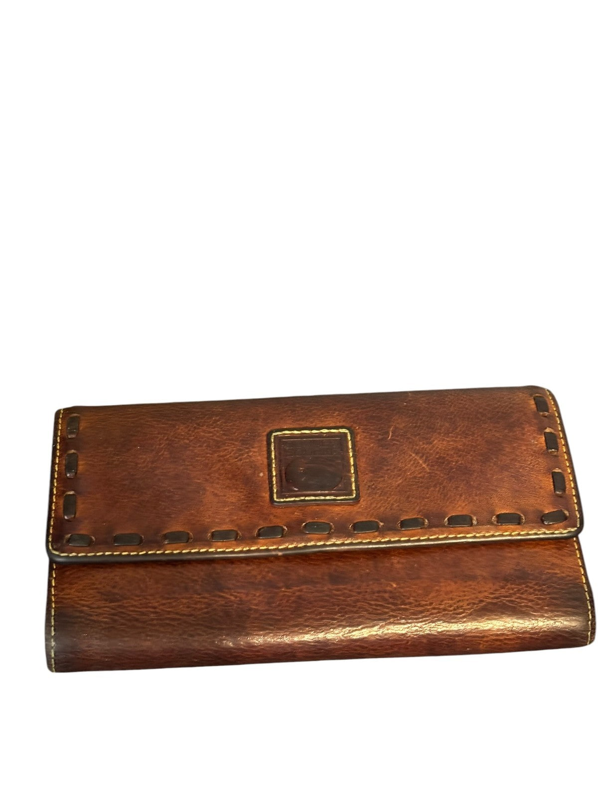 DOONEY & BOURKE WALLET BROWN FLORENTINE VACHETTA WITH CHECKBOOK COVER