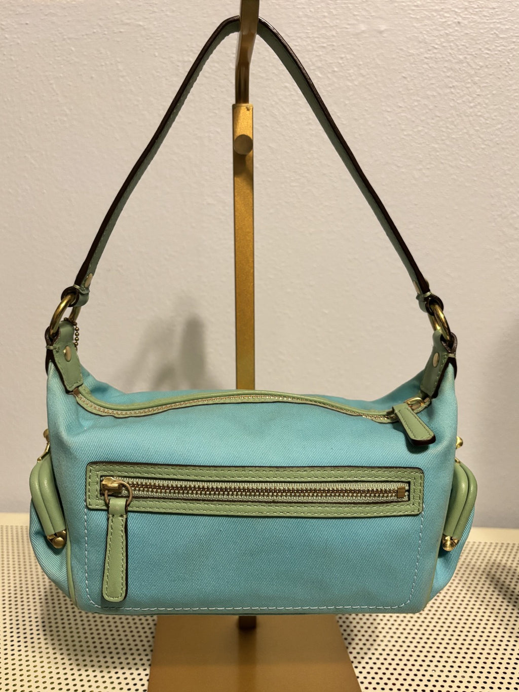 COACH BLUE AND MINT BONNIE CASHIN DOUBLE KISS LOCK-RARE HTF!