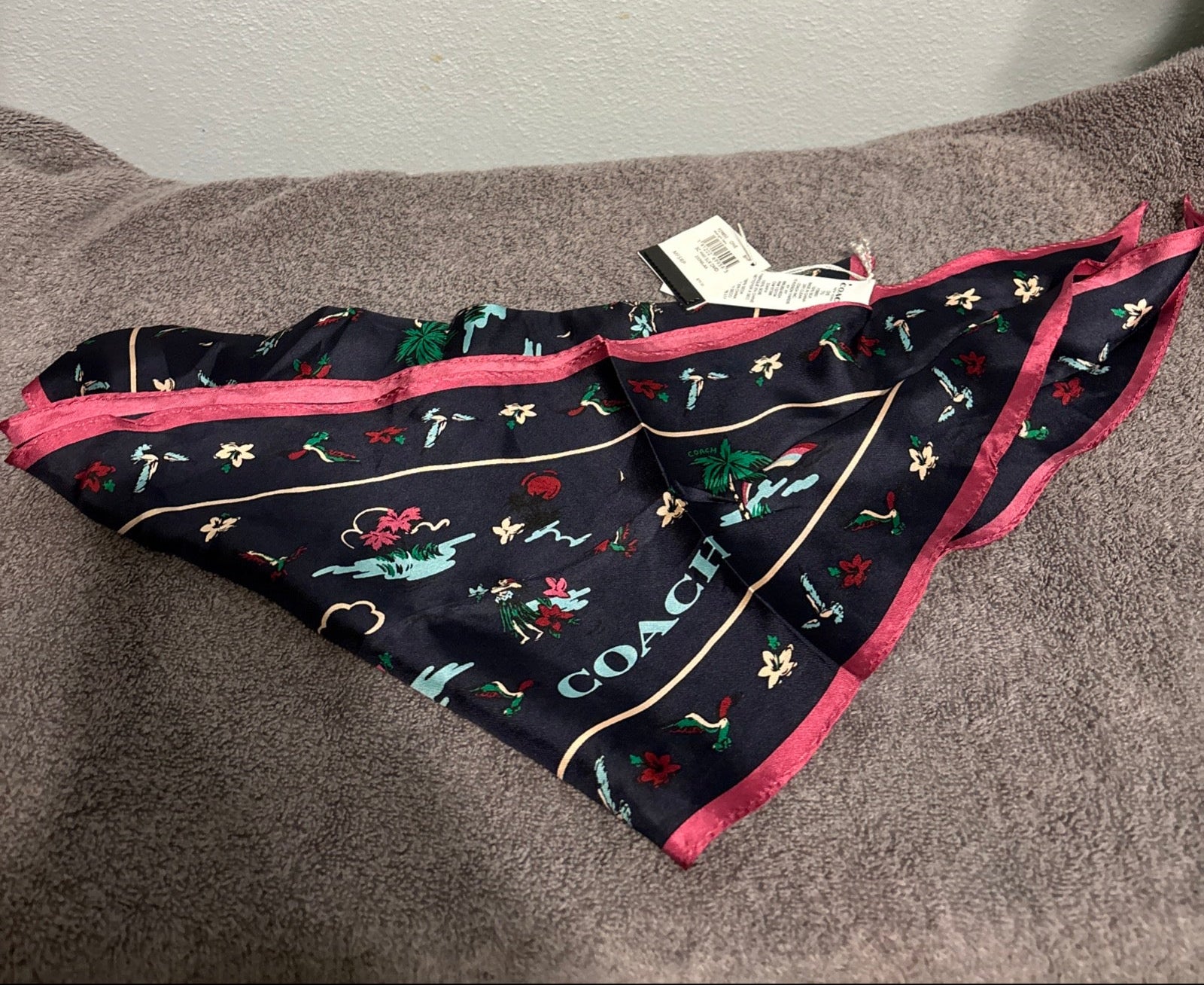 Coach Midnight Navy Satin Scarf