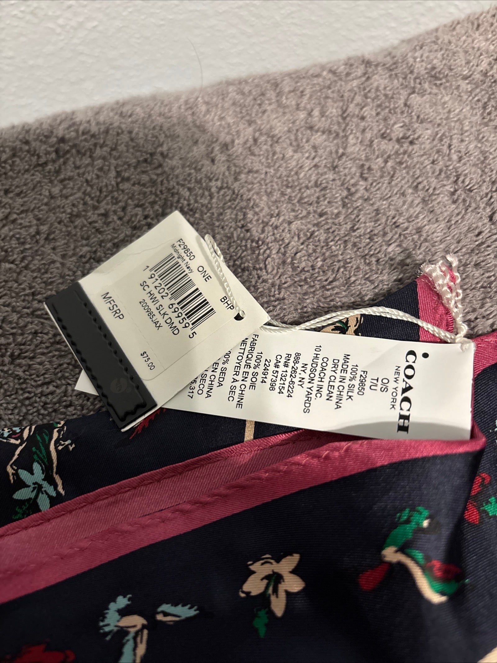 Coach Midnight Navy Satin Scarf
