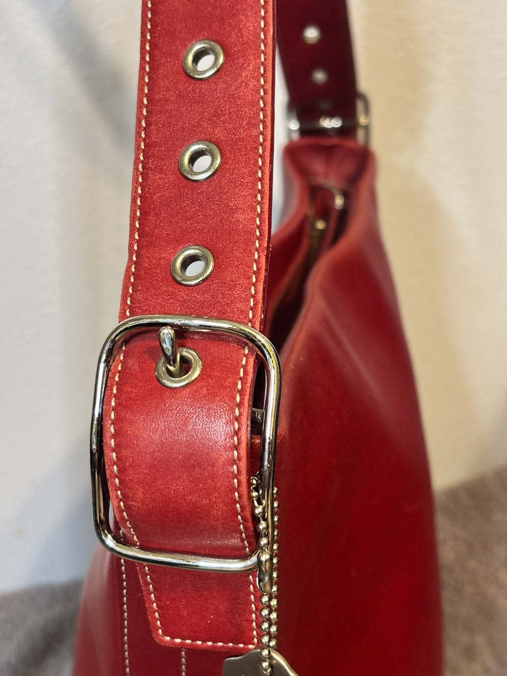Vintage Coach Red Small Duffle Sac 9186 Soft Leather Bucket Crossbody Bag