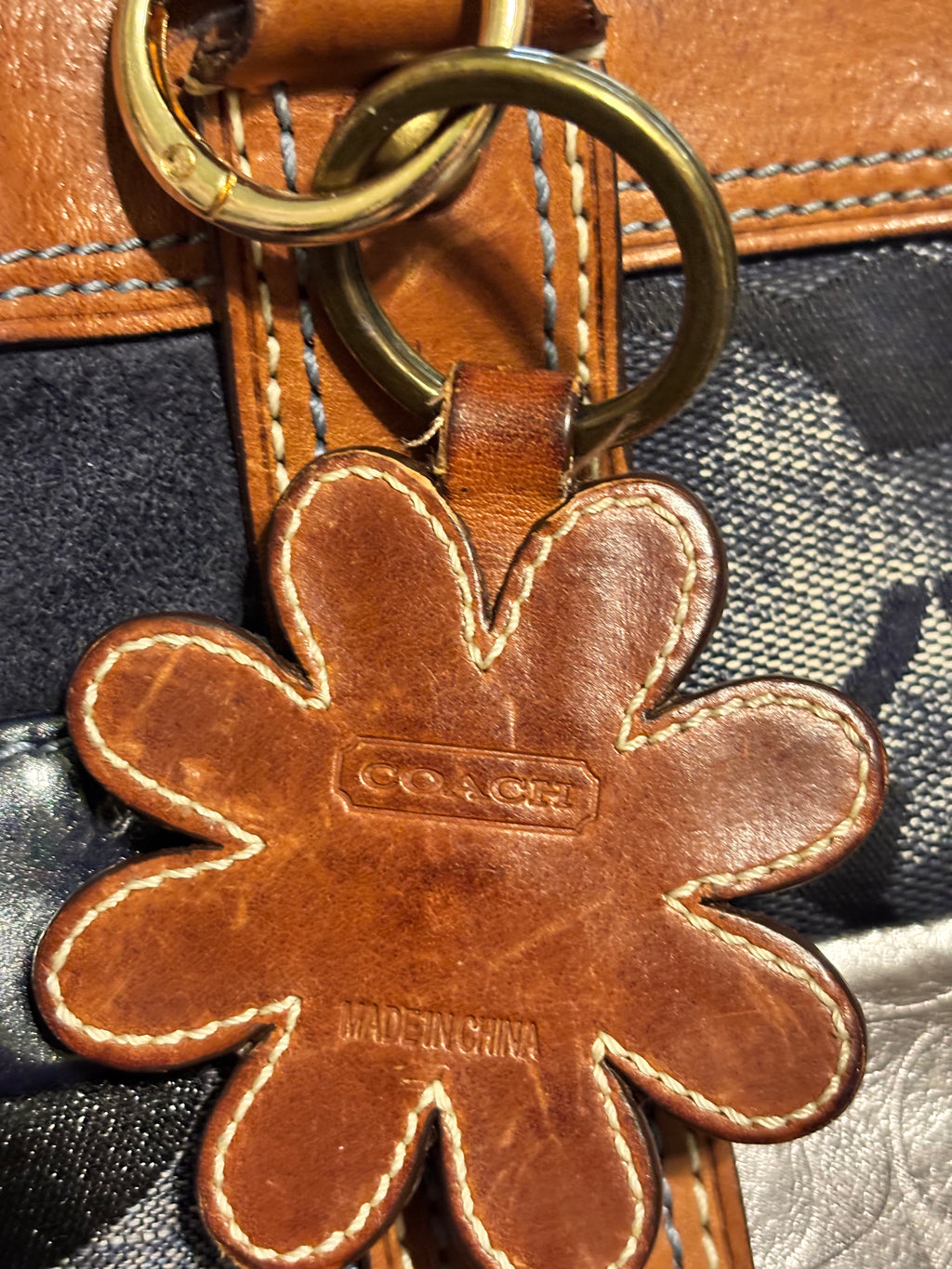 Vintage Coach Denim Patchwork Shoulder Bag Model 10002 + Daisy Charm – Excellent Condition