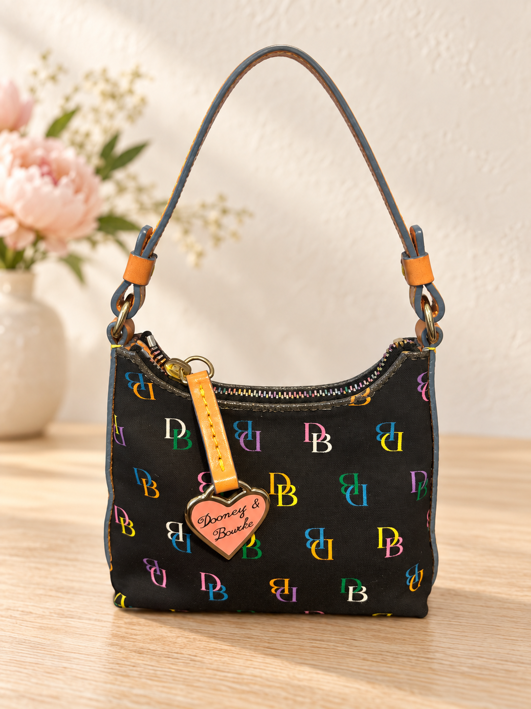 Dooney and Bourke Bitsy Micro Purse Black Multicolor DB Logo Shoulder Bag