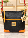 Dooney Bourke fine striated leather Small Everyday Crossbody Black Tan Leather