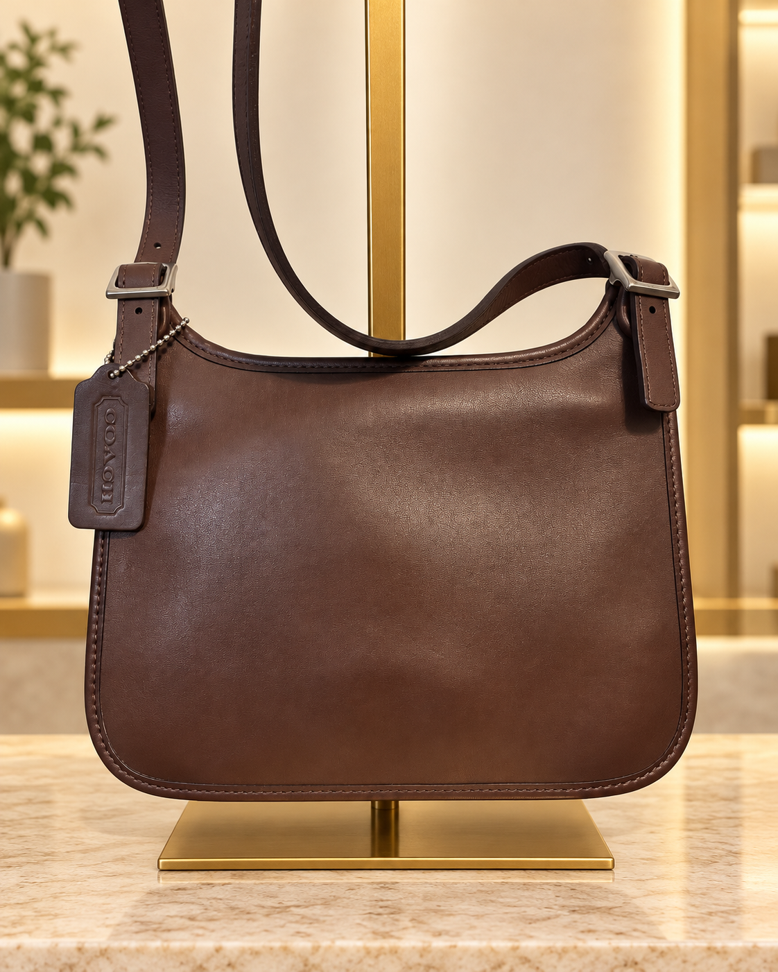 🤎✨ Vintage Coach Mini Hippie Flap 9142 | Rich Mahogany Leather Crossbody 👜💕