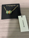 Coach Green Enamel & Gold Pendant Necklace – New with Tags