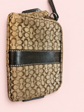💄🤎 Coach Signature C Mini Makeup &amp; Cosmetic Pouch | Khaki &amp; Brown ✨