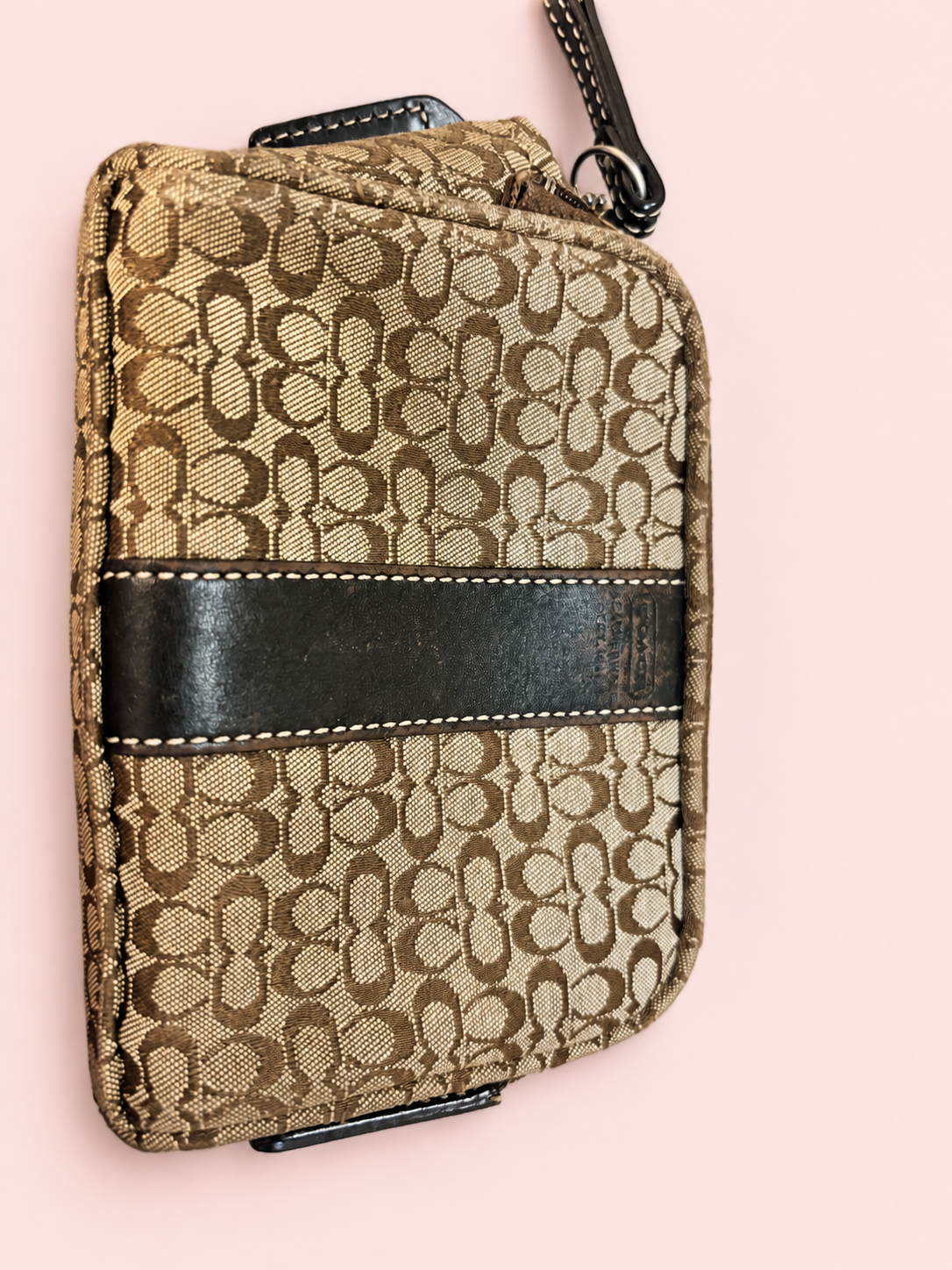 💄🤎 Coach Signature C Mini Makeup &amp; Cosmetic Pouch | Khaki &amp; Brown ✨