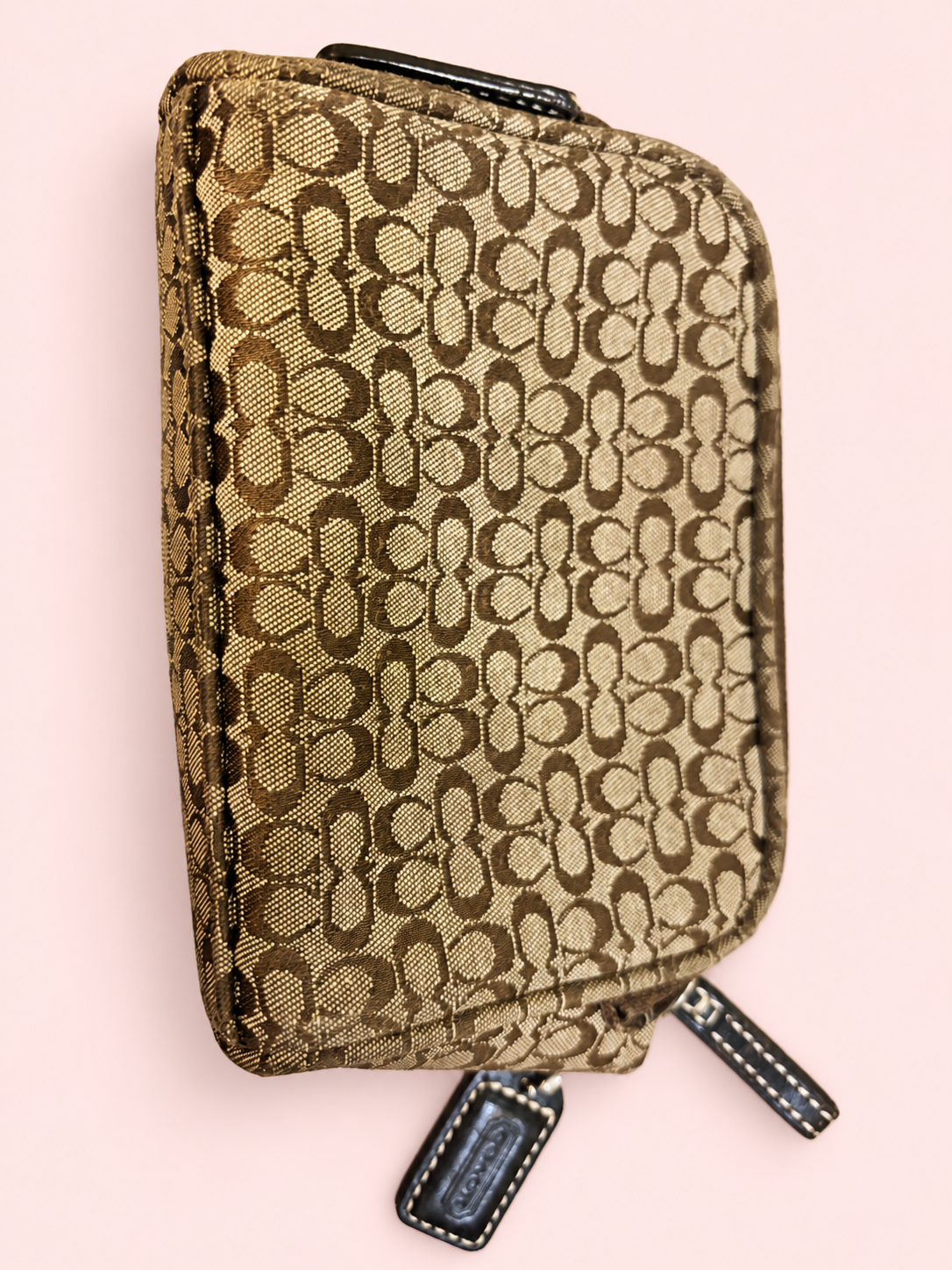 💄🤎 Coach Signature C Mini Makeup &amp; Cosmetic Pouch | Khaki &amp; Brown ✨