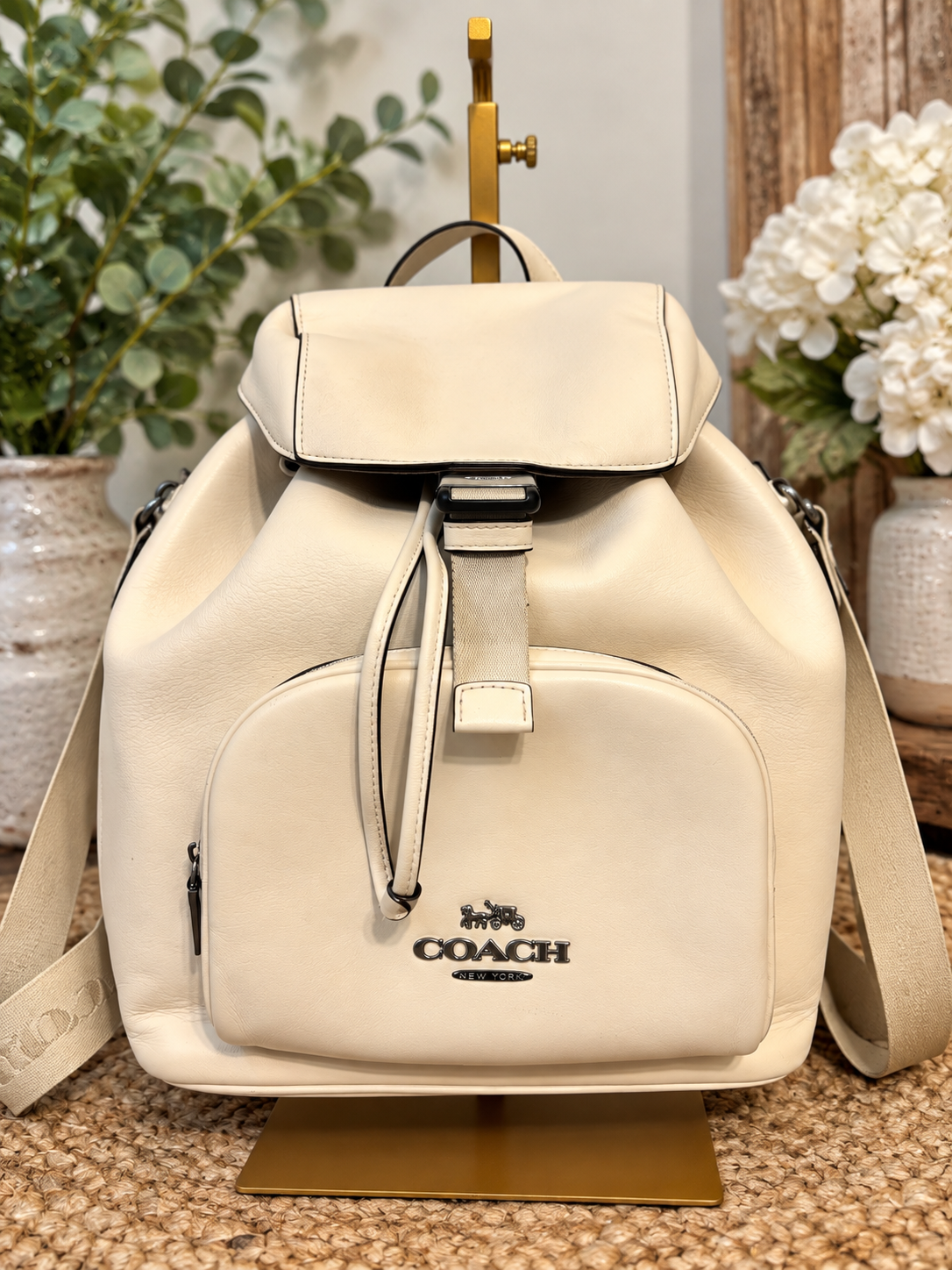 🤍✨ COACH Pace Backpack CR100 | Chalk Leather 🎒👜