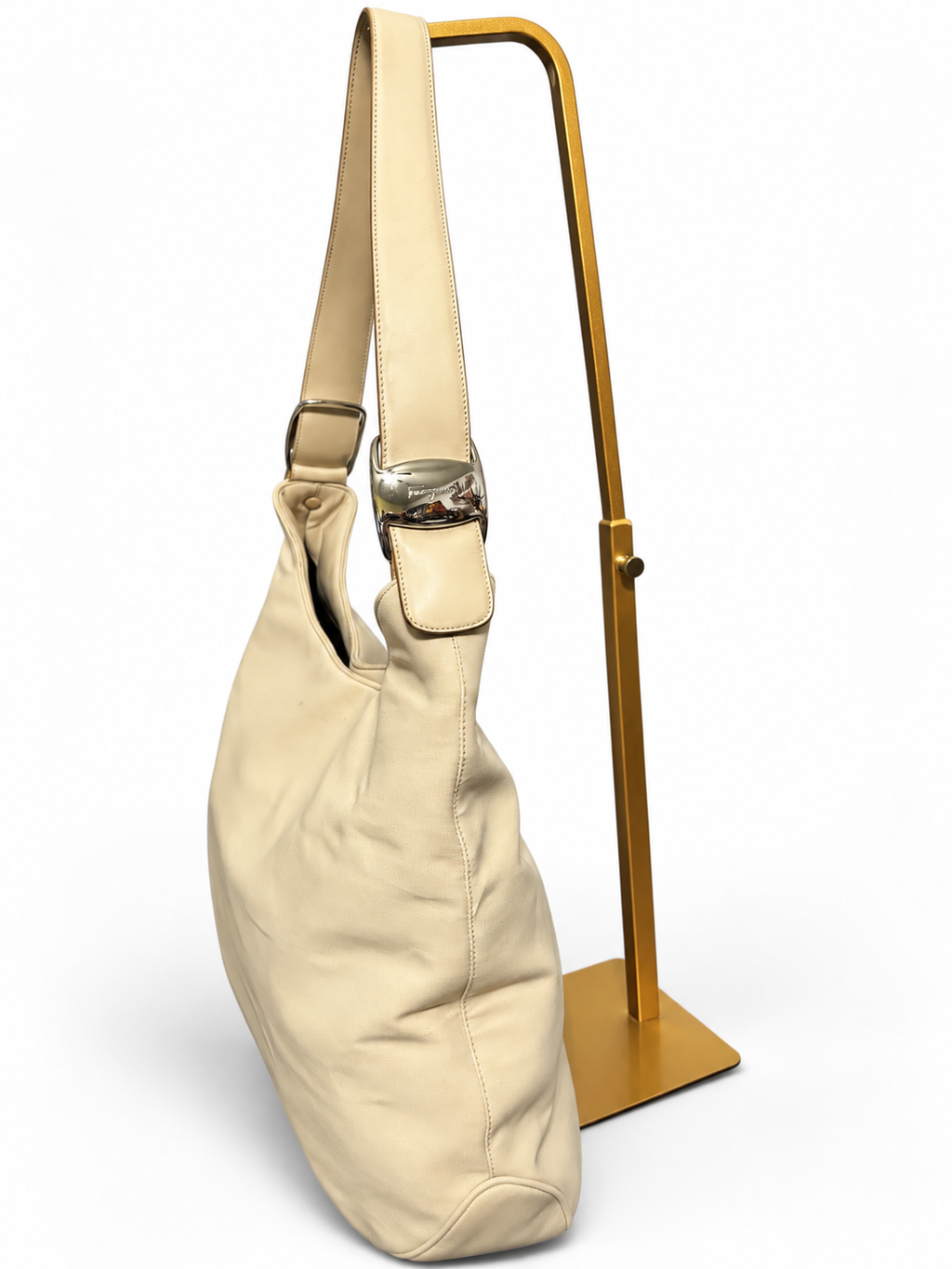 ✨ Salvatore Ferragamo Cream Canvas Hobo Shoulder Bag – Made in Italy ✨