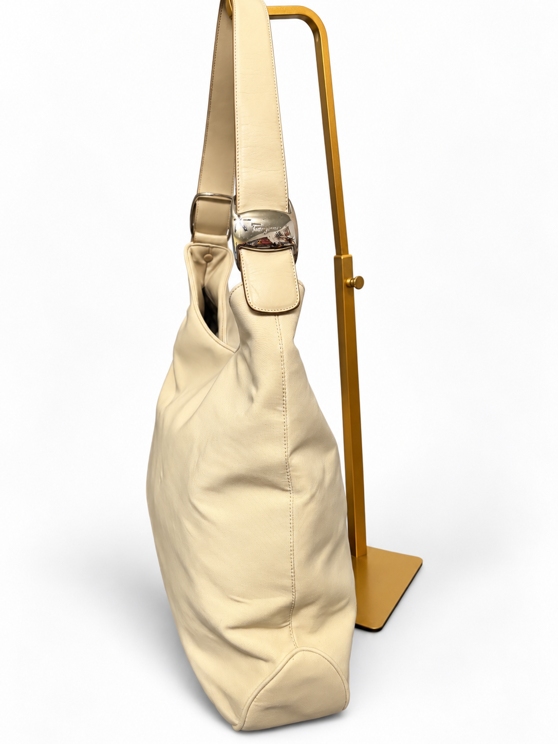 ✨ Salvatore Ferragamo Cream Canvas Hobo Shoulder Bag – Made in Italy ✨