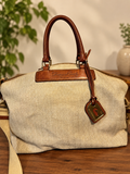 Dooney and Bourke Large Chevron Canvas Satchel Florentine Leather