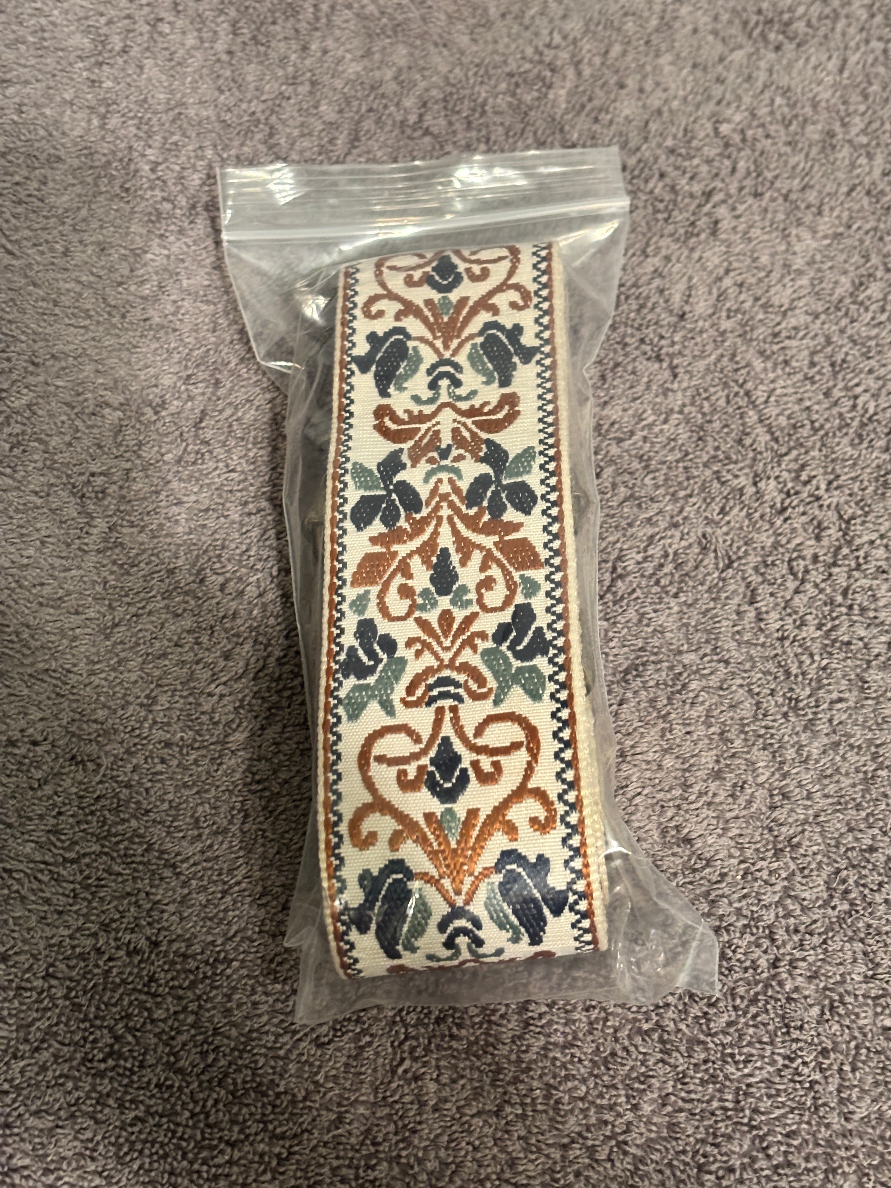 Interchangeable Purse Strap Boho Pattern Adjustable Crossbody Strap w/ Brass Swivel Hooks