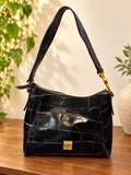 Dooney and Bourke Large Pembrook Cassidy Black Croc Embossed Hobo