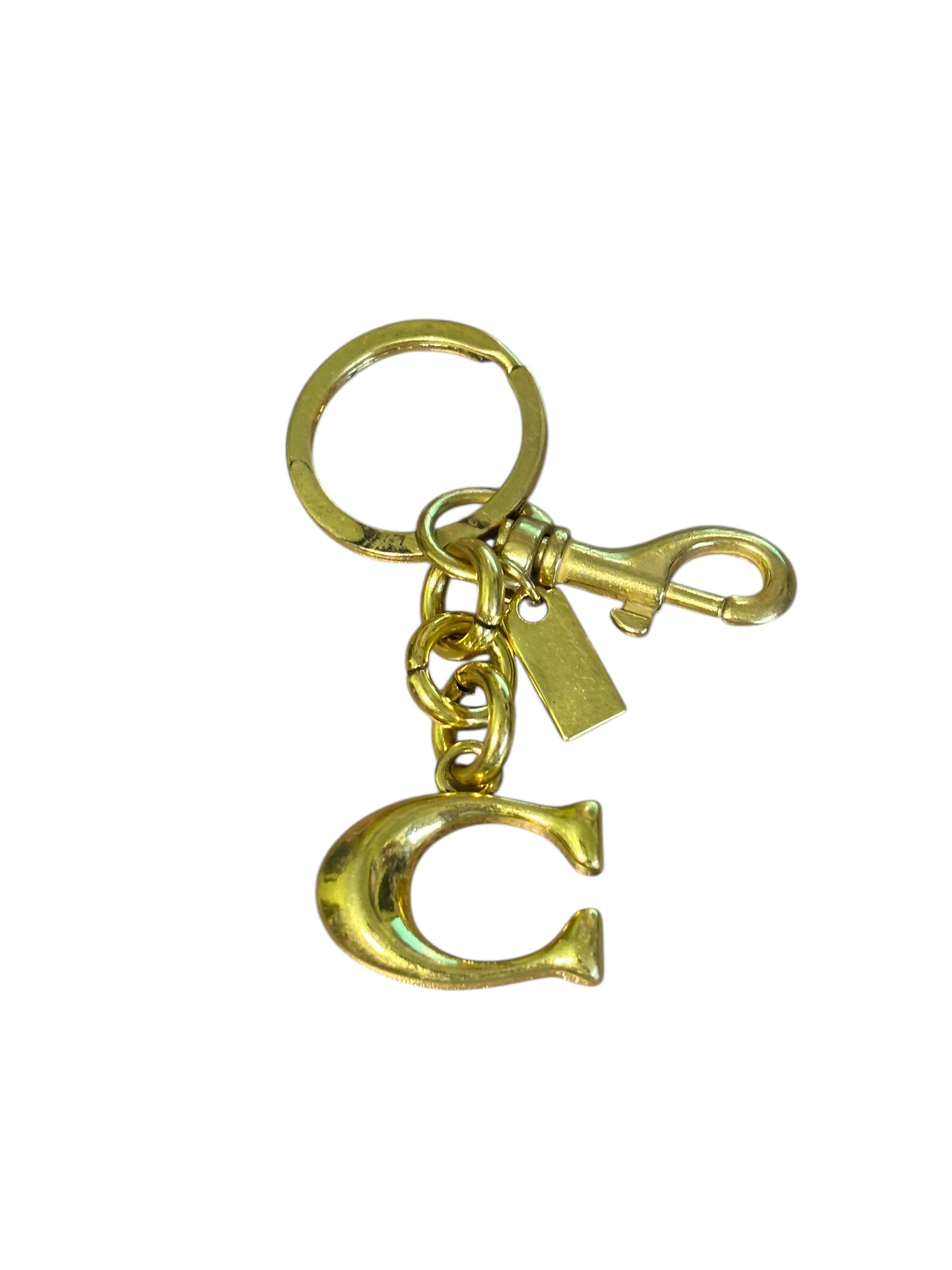 Letter C Charm – Gold, Rhinestone & Black Bag Charm Keychain