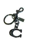 Letter C Charm – Gold, Rhinestone & Black Bag Charm Keychain