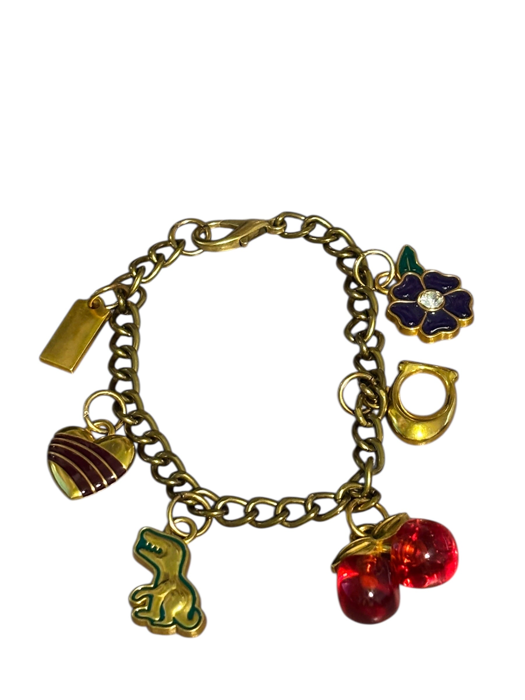 Gold Charm Chain Bracelet – Cherry, Floral & Mini Icon Bag Charm