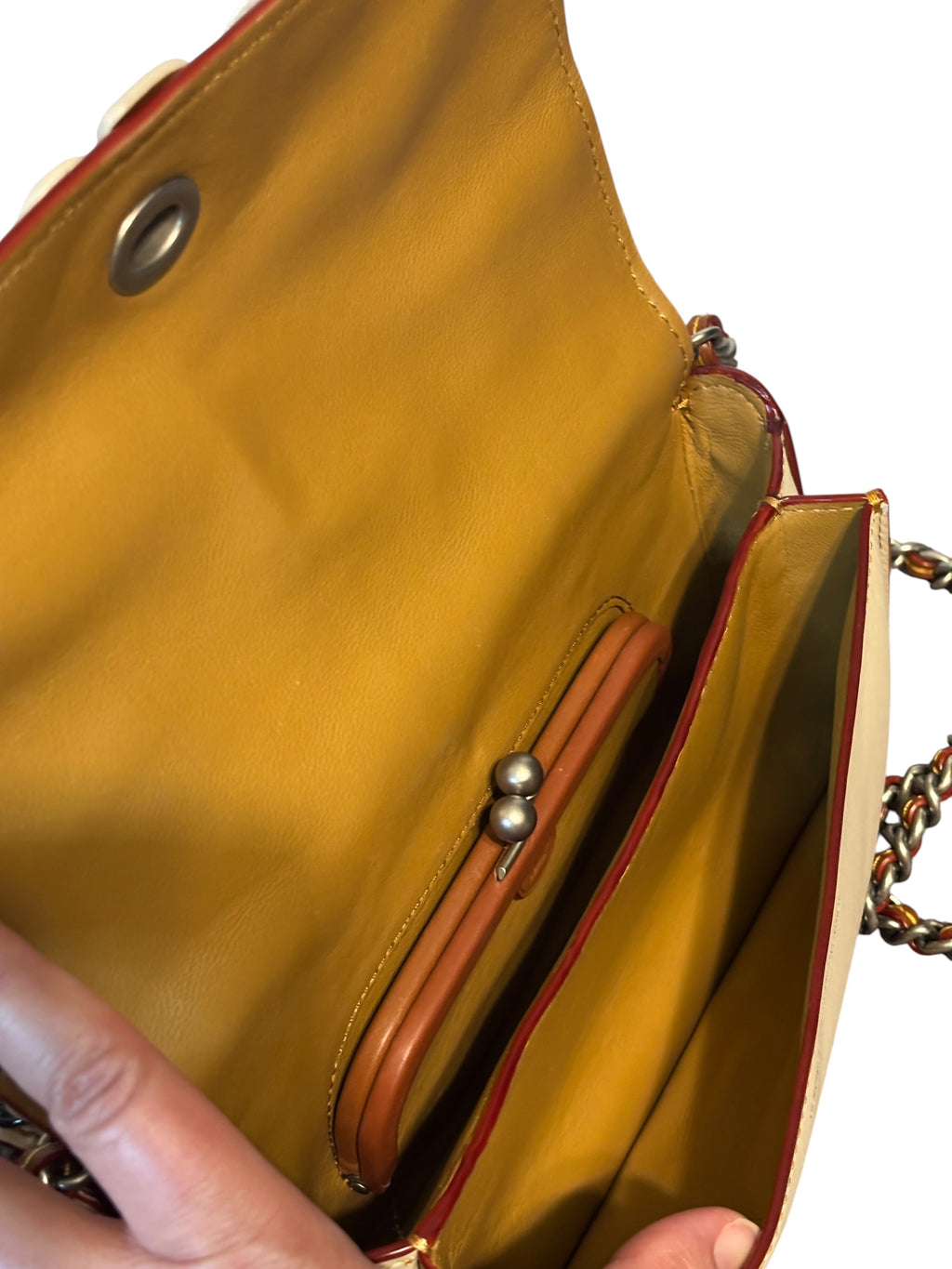 Coach Double Dinky Tea Rose Appliqué Bag – Rare Studded Floral Crossbody in Chalk Glove Tanned Leather