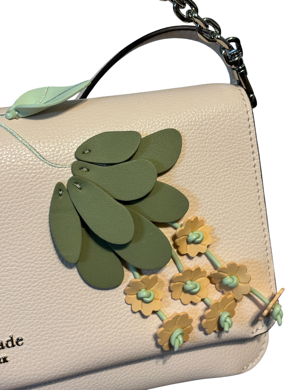 Kate Spade Floral Applique Crossbody Clutch w Card Holder NWT Cream