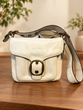 2007 Coach Bleecker 11418 White Leather Crossbody Bag Tattersall Lining