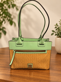 Dooney and Bourke Beacon Woven Leather Mint Green Large Zip Tote
