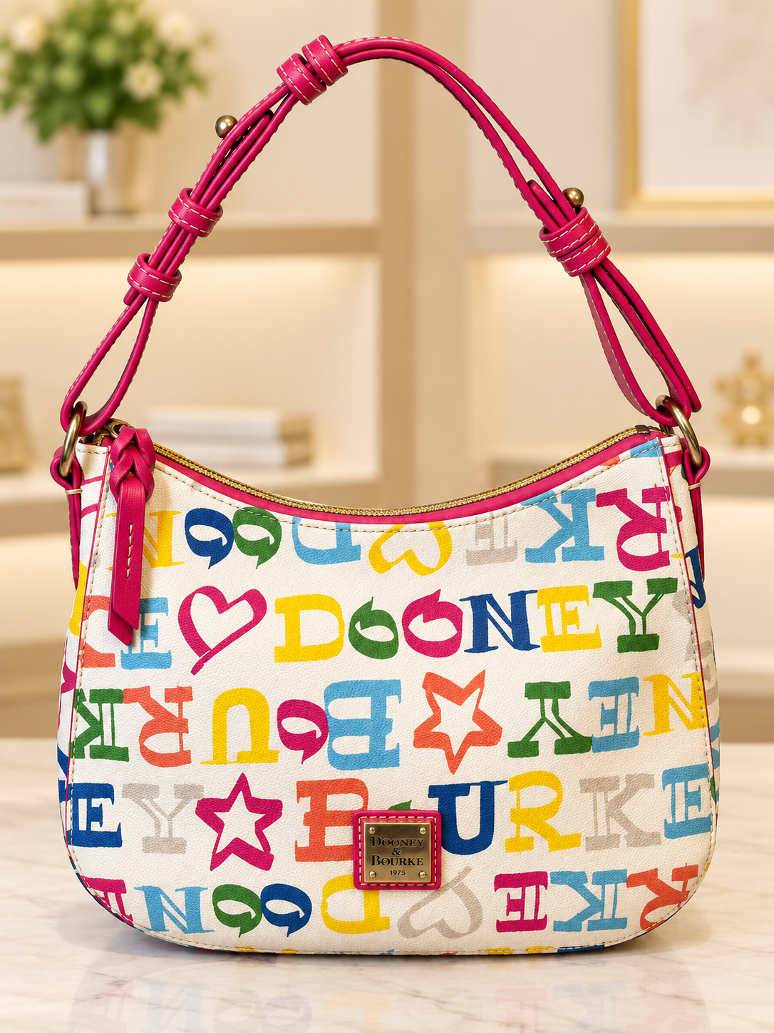 Dooney & Bourke Multicolor Doodle Signature Mini Hobo Shoulder Bag