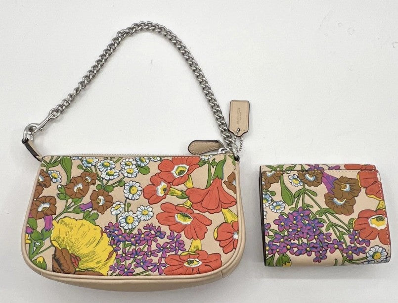Coach Nolita 19 & Eliza Small Wallet Ivory Floral Leather Set CR365 CR397
