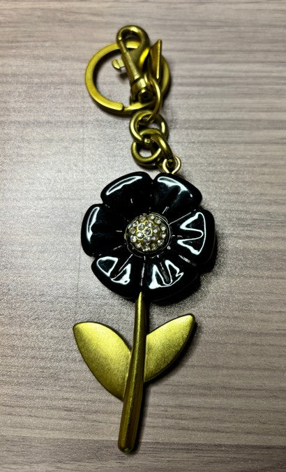 Flower Purse Charms in Pink or Black with Gold Tone Hardware