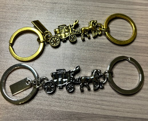 Horse and Carriage Purse Charm in Gold or Silver Tone