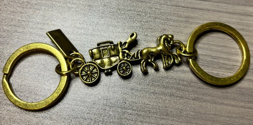 Horse and Carriage Purse Charm in Gold or Silver Tone