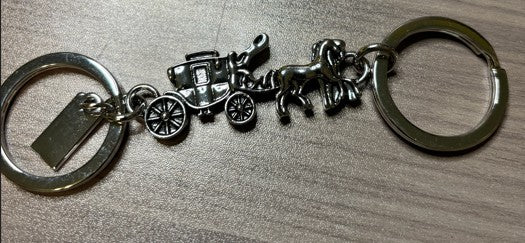 Horse and Carriage Purse Charm in Gold or Silver Tone
