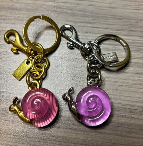 Snail Purse Charms in Pink and Purple with Gold or Silver Tone Hardware