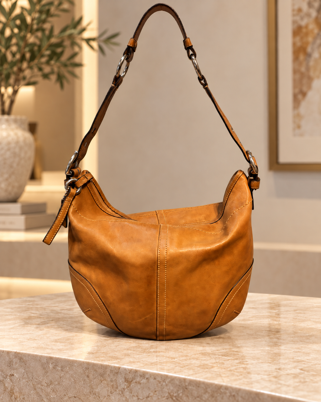 🤎✨ Vintage 2005 Coach Soho Leather Hobo Bag #3651 | Camel | Y2K Shoulder Bag 👜